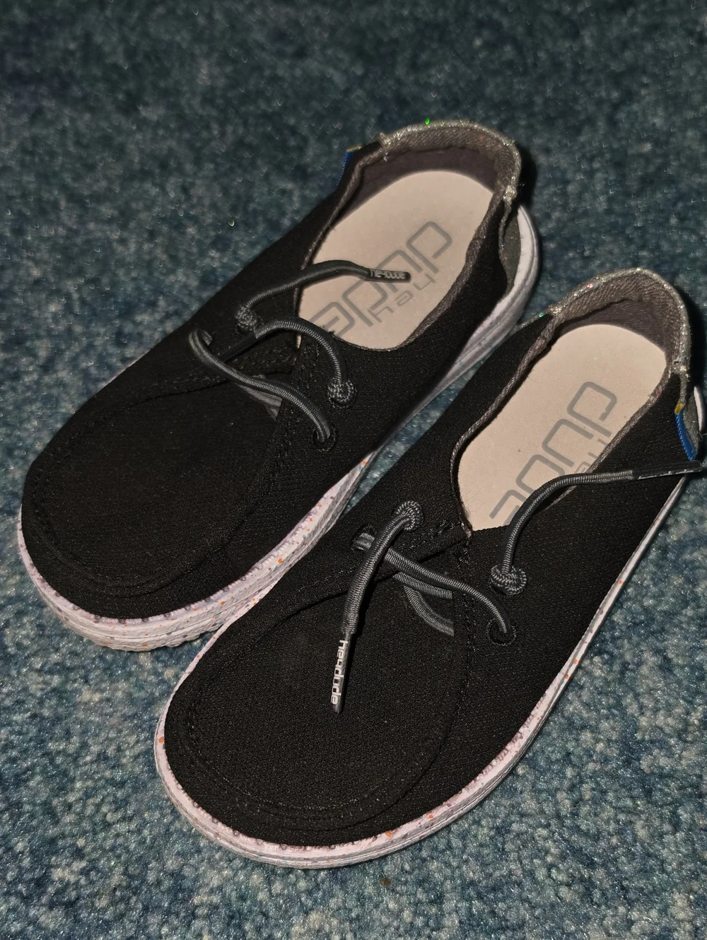 Hey Dude Kids Black Slip-On Sneakers with Elastic Bungee